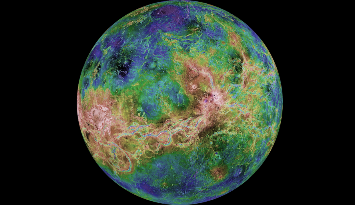 <span class="caption">Two new NASA missions hope to answer important questions about Venus' past.</span> <span class="attribution"><a class="link " href="https://solarsystem.nasa.gov/resources/486/hemispheric-view-of-venus/" rel="nofollow noopener" target="_blank" data-ylk="slk:NASA/JPL/USGS;elm:context_link;itc:0;sec:content-canvas">NASA/JPL/USGS</a></span>