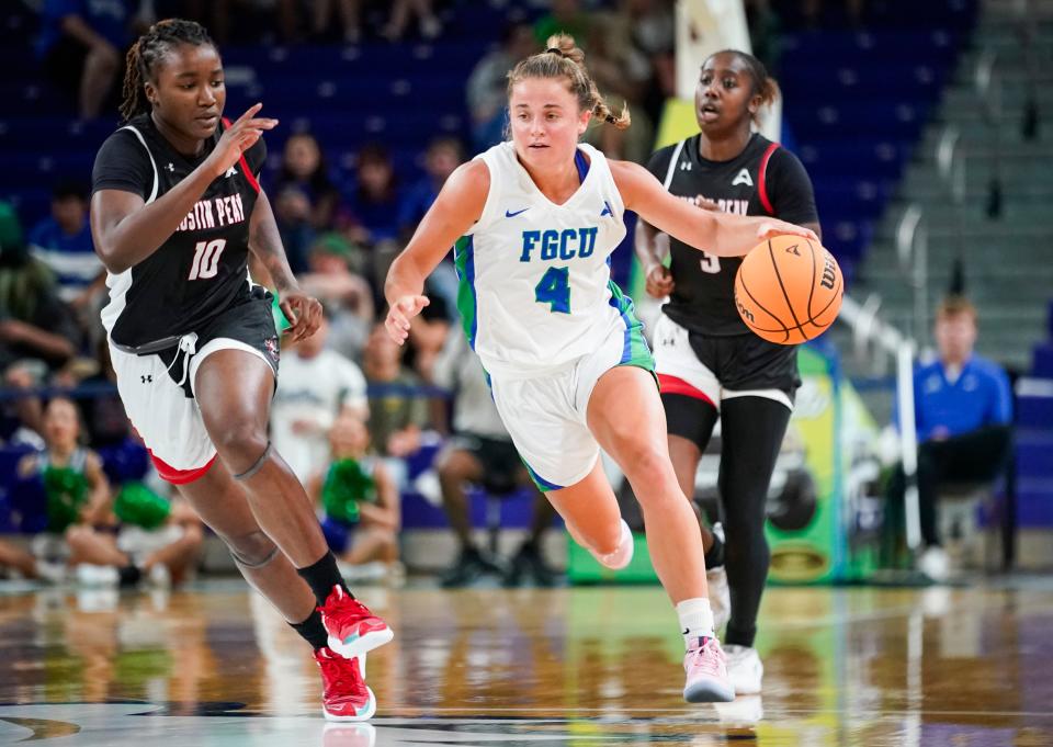 Florida Gulf Coast Eagles guard Dolly Cairns is a former captain of the University of Rhode Island women's team.