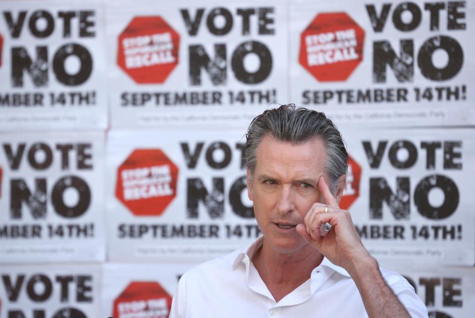 California Gov. Gavin Newsom at a get-out-the-vote event.