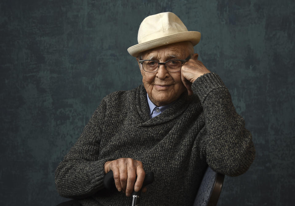 FILE - In this Jan. 13, 2020, file photo, Norman Lear, executive producer of the Pop TV series "One Day at a Time," poses for a portrait during the Winter Television Critics Association Press Tour in Pasadena, Calif. Lear turns 98 on July 27. (AP Photo/Chris Pizzello, File)