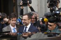 U.S. ambassador in Spain, James Costos, leaves the foreign ministry after being summoned to a meeting with Spain's European Secretary of State in Madrid October 28, 2013. REUTERS/Juan Medina