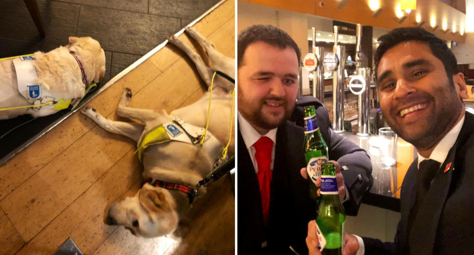 Dr Amit Patel in the hotel bar early on Sunday morning. Source: Twitter/ Blinddad_Uk