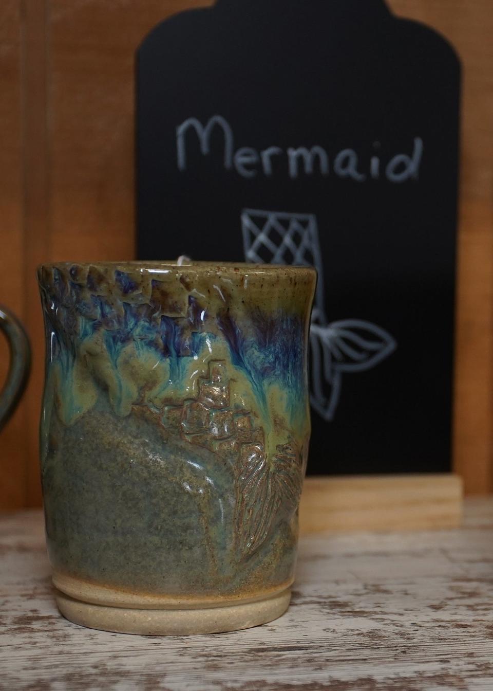 This mermaid mug is one of the many mugs Justin Jones has made.