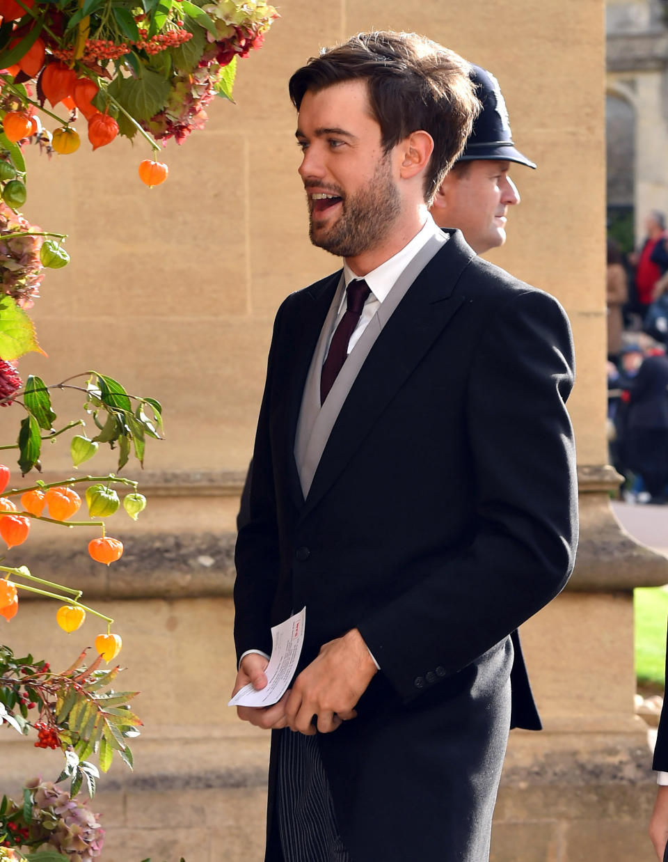 Comedian Jack Whitehall enters the chapel.&nbsp;