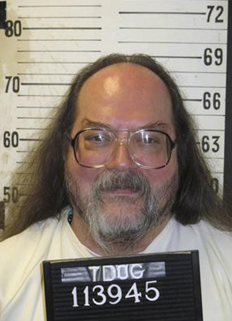 This undated photo provided by the Tennessee Department of Correction shows Billy Ray Irick, currently on death row at Riverbend Maximum Security Institution in Nashville, Tenn. Irick was convicted for raping and killing a 7-year-old girl in 1985, and is scheduled to be executed Thursday, Aug. 9, 2018. (Tennessee Department of Correction via AP)