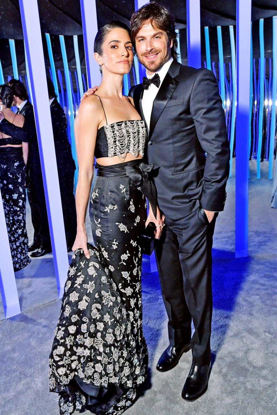 BEVERLY HILLS, CALIFORNIA - FEBRUARY 09: (L-R) Nikki Reed and Ian Somerhalder attend the 2020 Vanity Fair Oscar Party hosted by Radhika Jones at Wallis Annenberg Center for the Performing Arts on February 09, 2020 in Beverly Hills, California. (Photo by Emma McIntyre /VF20/WireImage)