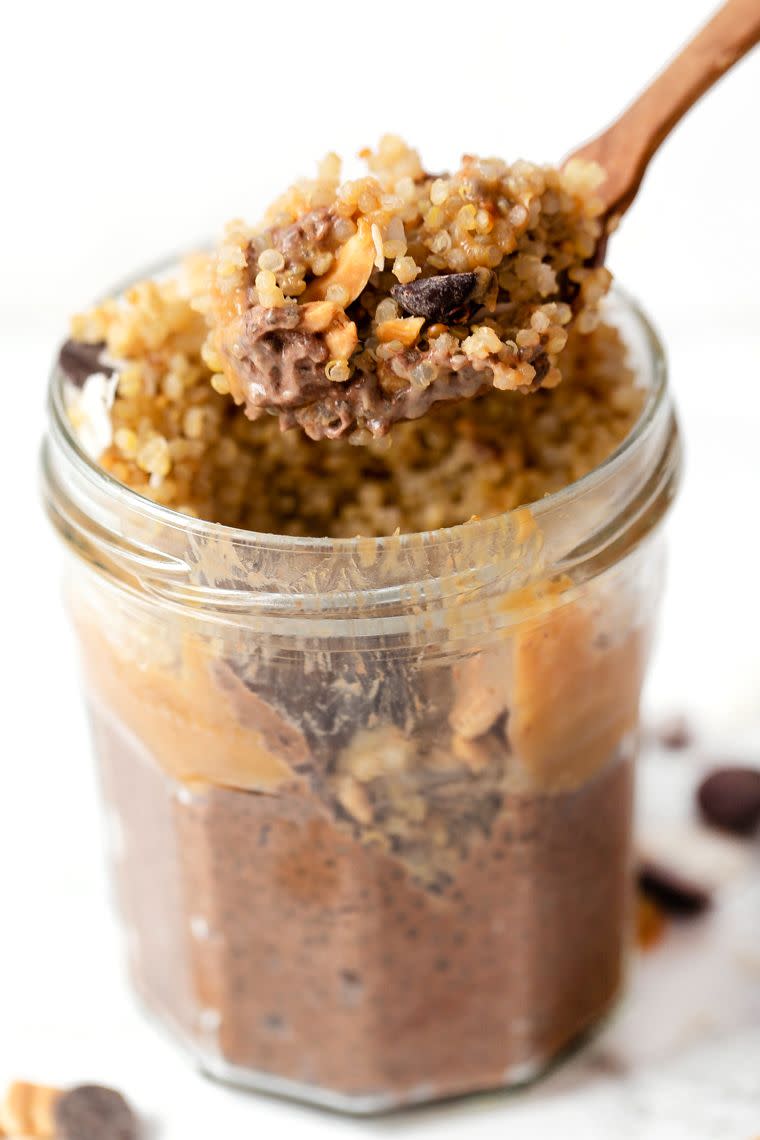 19) Chocolate Peanut Butter Quinoa Breakfast Parfait