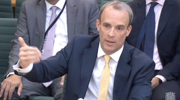 <strong>Foreign secretary Dominic Raab quizzed by MPs in parliament.</strong> (Photo: House of Commons - PA Images via Getty Images)