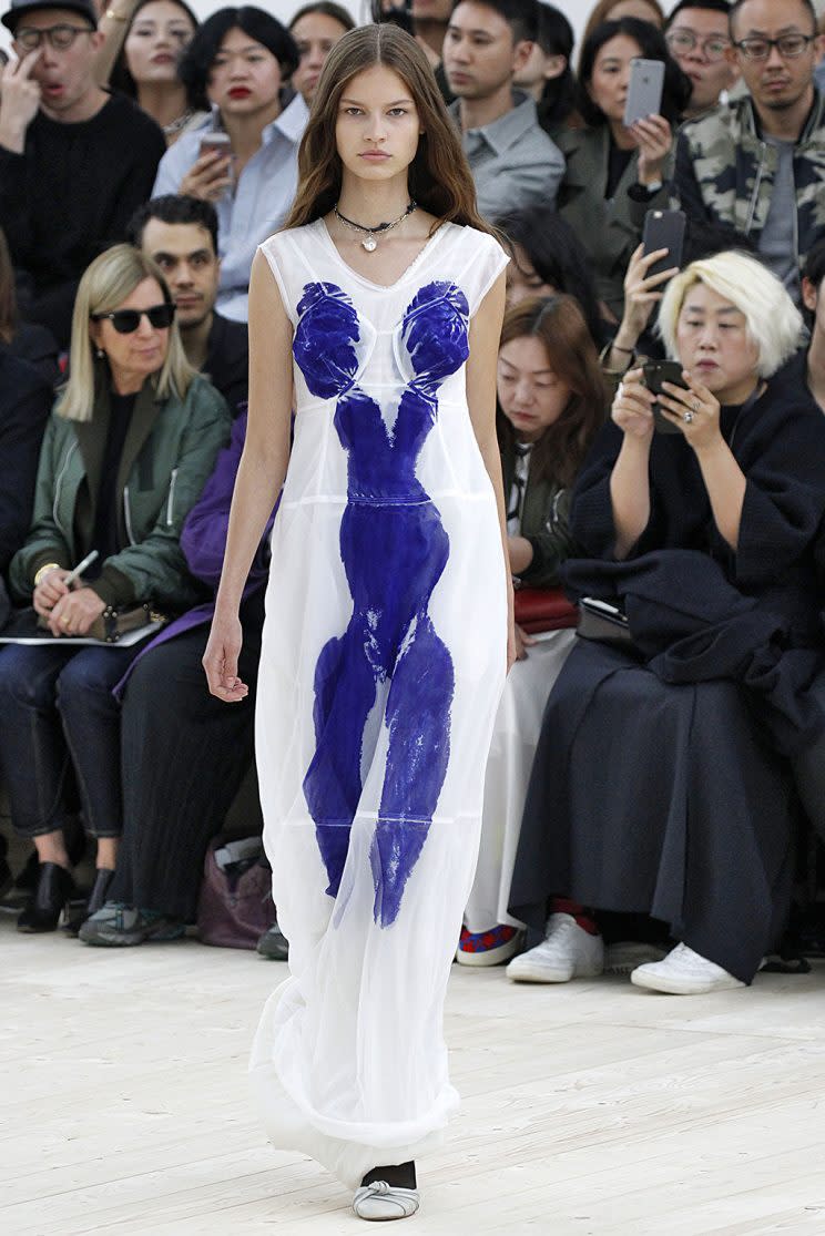 The vagina-print dress in the Celine Spring/Summer 2017 collection. (Photo by Jonas Gustavsson/MCV Photo For The Washington Post via Getty Images)
