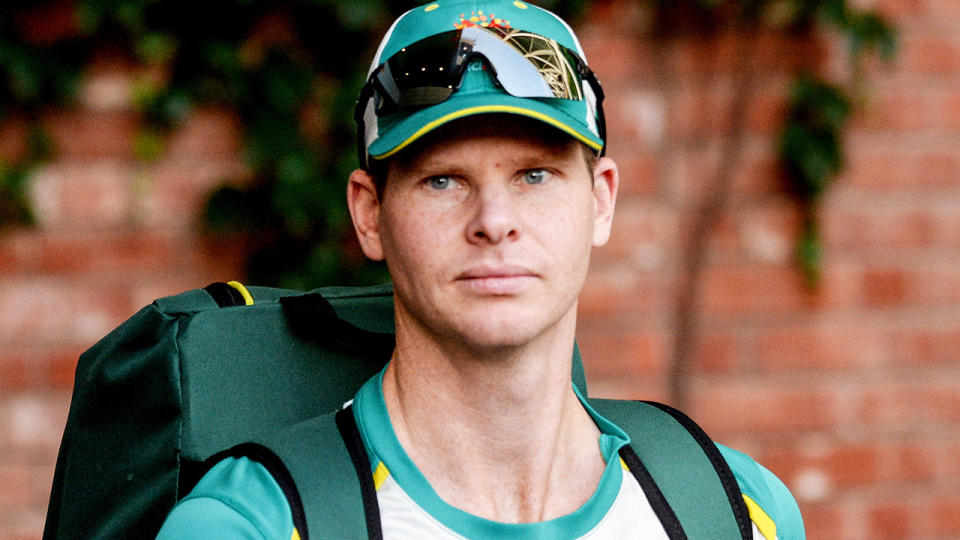 Steve Smith has been promoted to captain of Australia for the second Ashes Test in Adelaide, after Pat Cummins was ruled out after being forced into self isolation. (Photo by BRENTON EDWARDS/AFP via Getty Images)