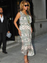 <p>Beyonce step out in a sleeveless dress and nude heels in NY in October.</p>