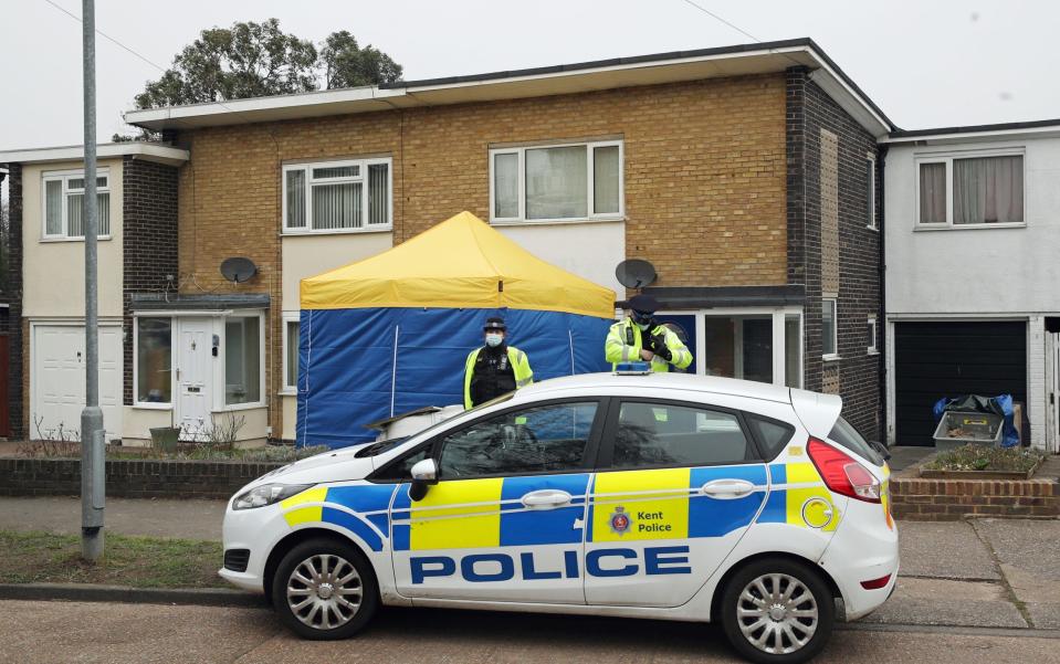 Police activity in search for Sarah Everard outside a house in Freemens Way in Deal, Kent