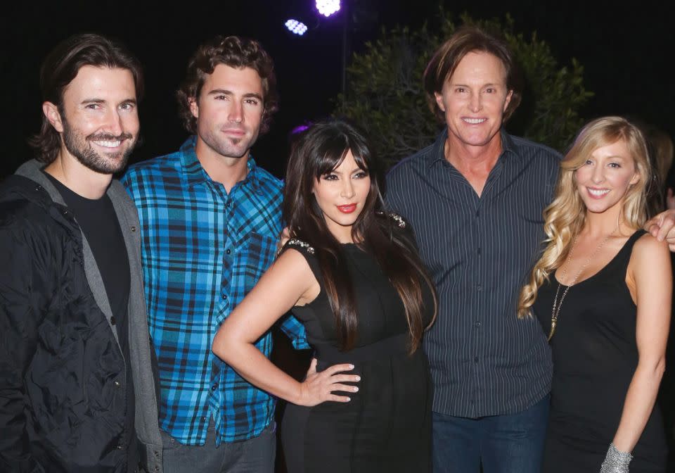 Brody is the the son of Caitlyn Jenner (pictured here before she transitioned). Here they are pictured with his brother, Brandon, Brandon's wife Leah and Kim Kardashian. Photo: Getty Images