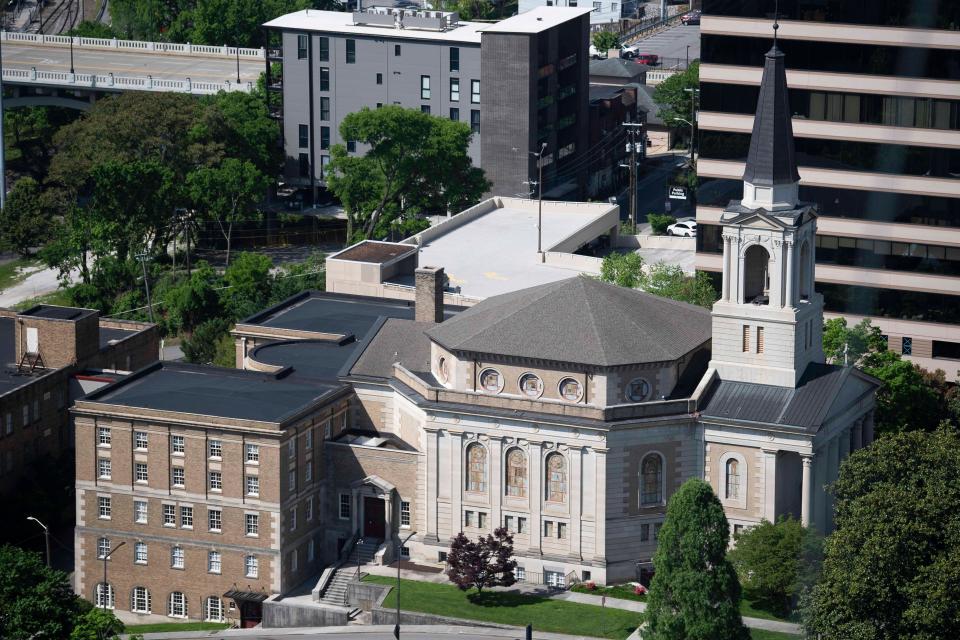 First Baptist Church in Knoxville, seen in an aerial view on May 3, had an average attendance of 317 in 1890, according to a survey released at that time.