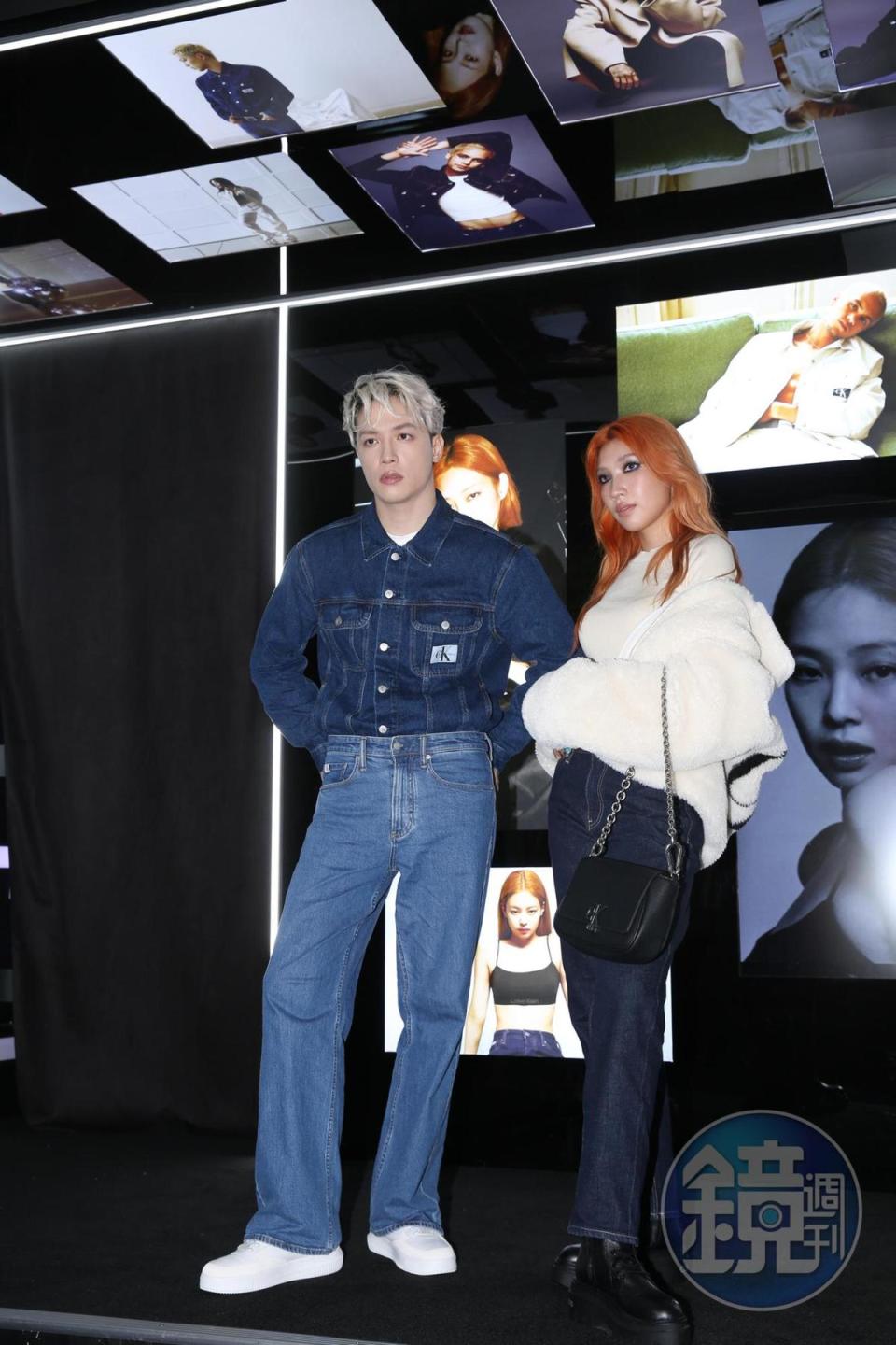 Karencici（右）、 J.Sheon（左）現身Calvin Klein丹寧快閃店的數位互動體驗區。