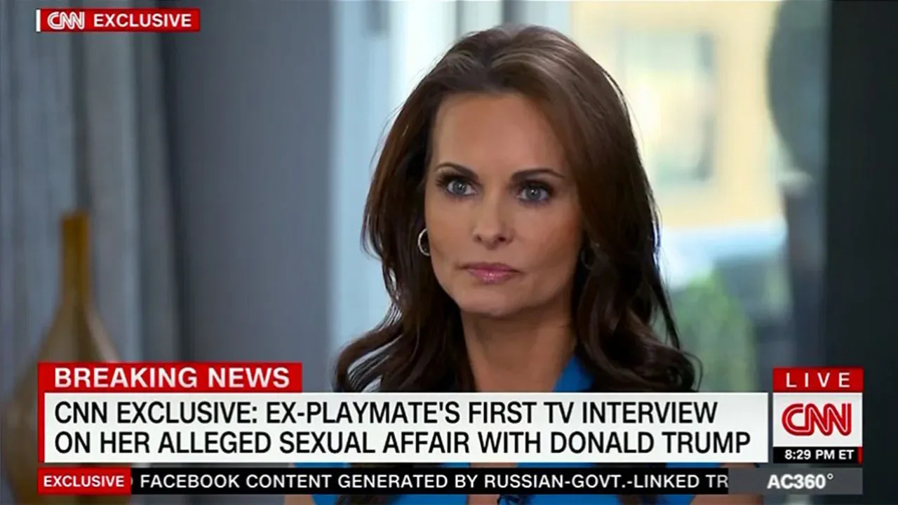 Screen capture of Karen McDougal on CNN 