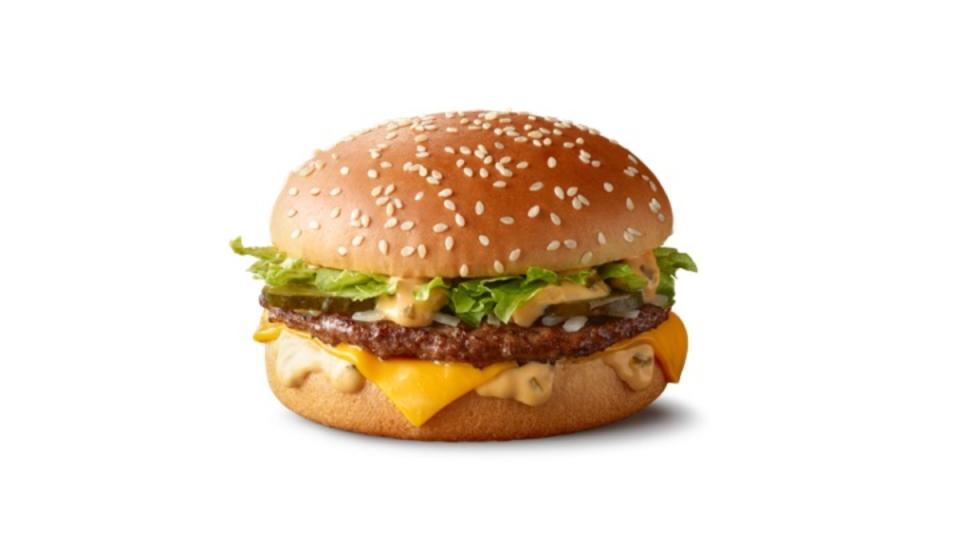 Boasting all the same flavours of the Big Mac, the Mac Jr. is a smaller single-patty variation. Photo: McDonald's