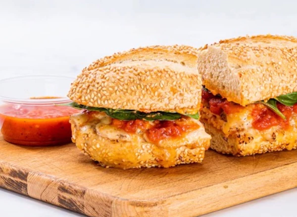 mendocino farms chicken parm dip sandwich.