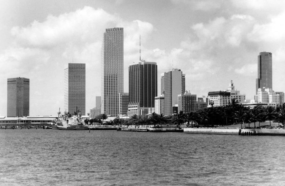 The downtown Miami skyline in the 1980s.