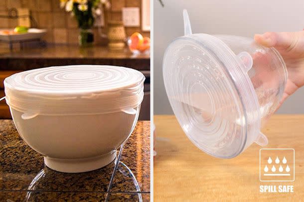 Sorry, but your kitchen basically isn't complete without these reusable stretchy silicone lids – especially if, like me, your diet becomes 99% leftovers as the week progresses.