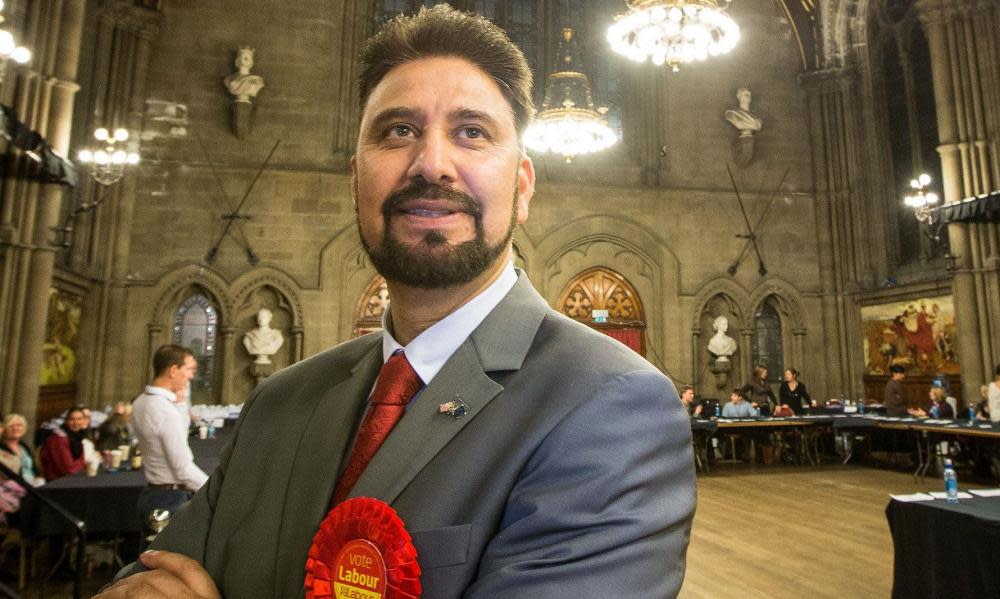 Afzal Khan at the European election count, Manchester Town Hall, in May 2014.