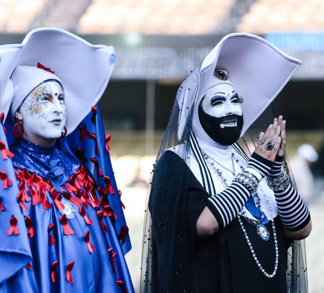 Religious groups protest Sisters of Perpetual Indulgence before Dodgers' Pride  Night