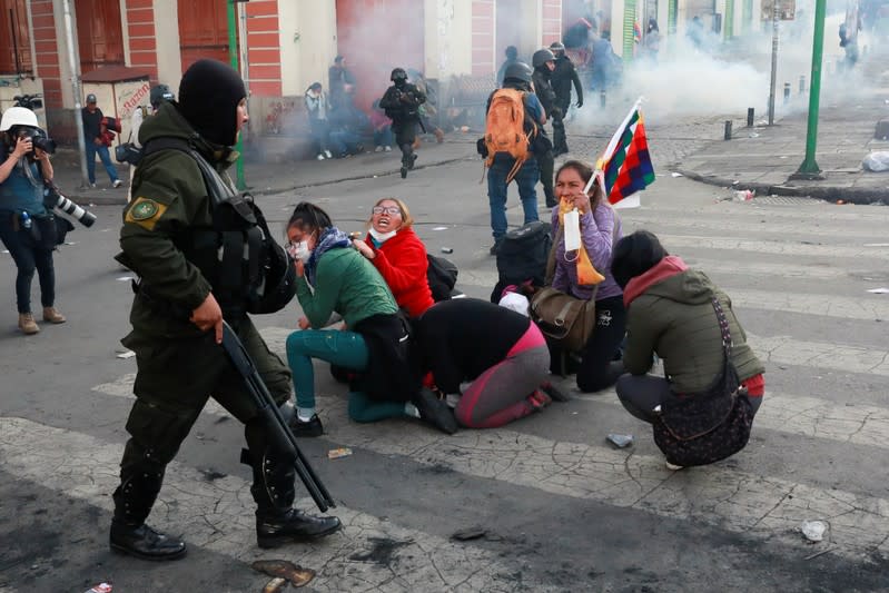 Clashes between supporters of former Bolivian President Evo Morales and the security forces, in La Paz