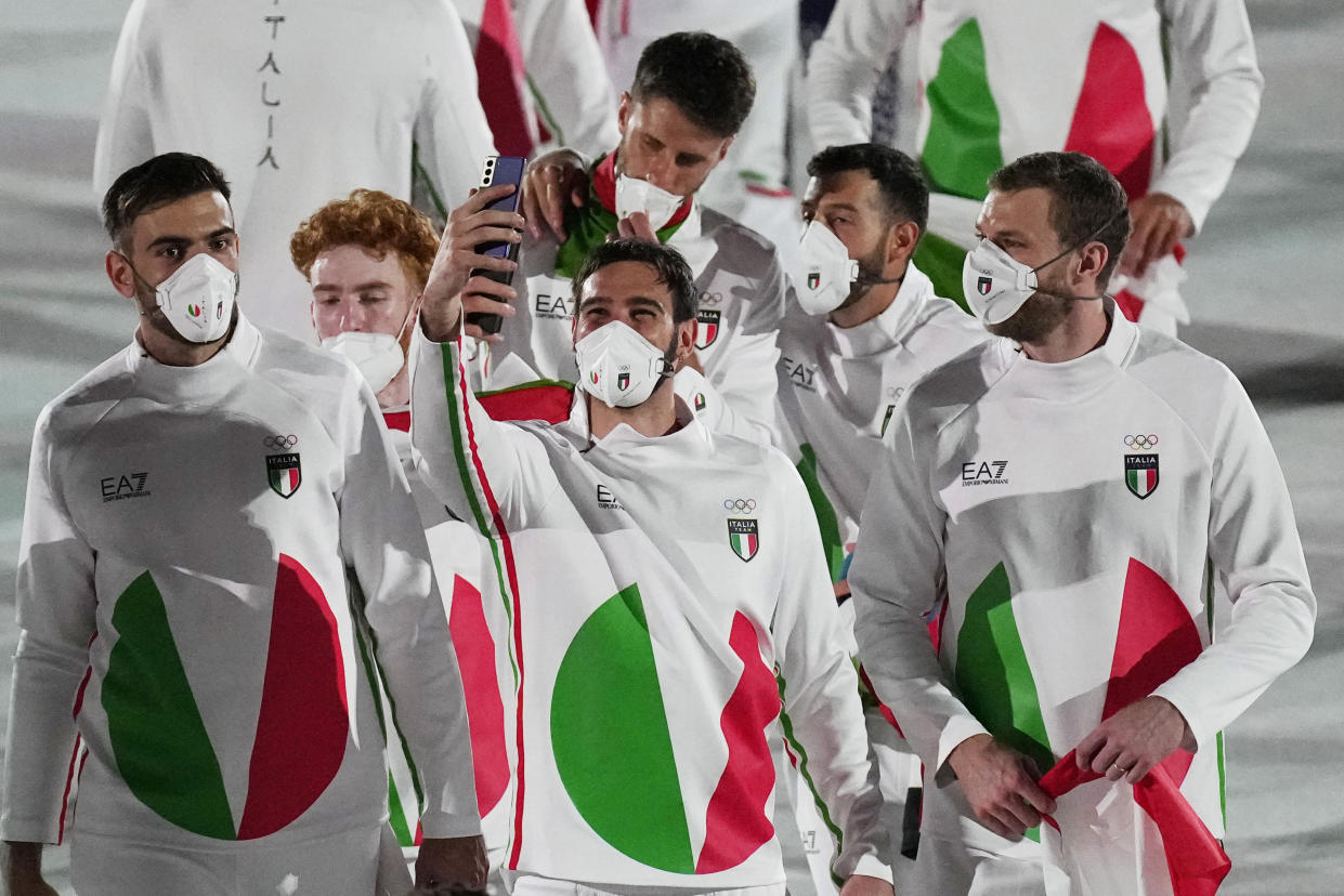 La delegación italiana en la ceremonia inaugural. (AP Photo/David J. Phillip)