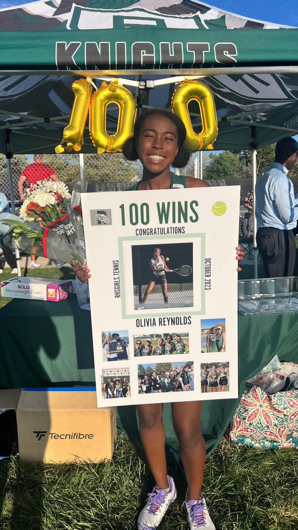 Richwoods High School tennis star Olivia Reynolds surpassed 100 career varsity wins in October of 2023.