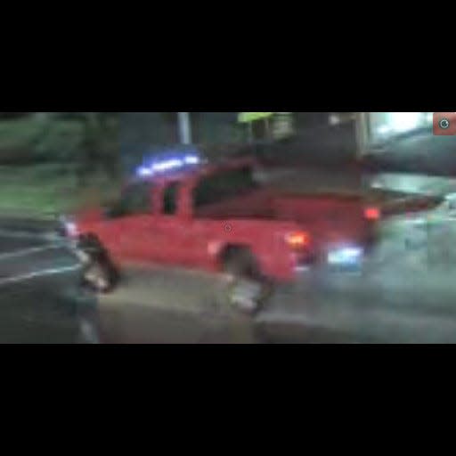 Bensalem Police are looking for information about this red F350 pickup that allegedly was involved in a hit and run accident on Jan. 12, 2024.