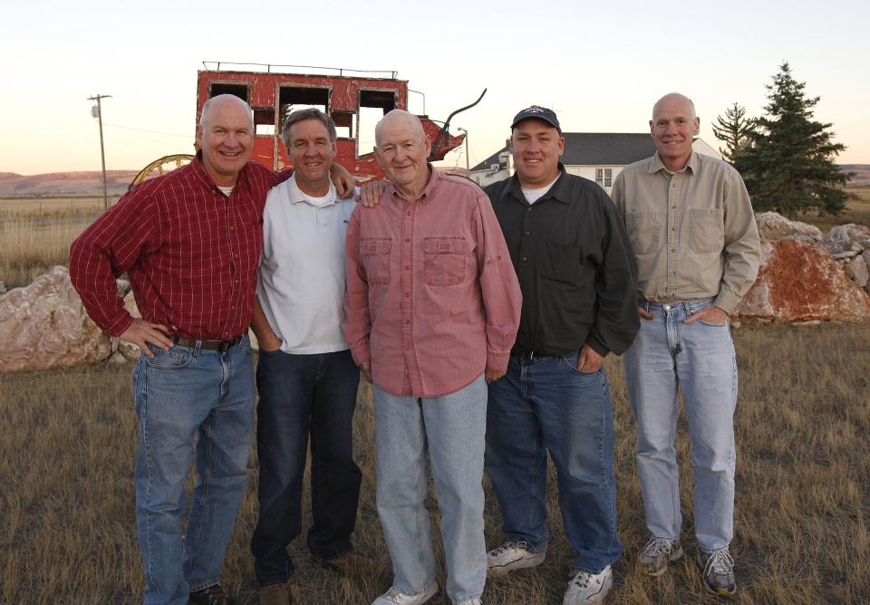 Tom Smart, Lee Benson, Bruce Woodbury, Dirk Facer and Brad Rock at The Cav in Laramie, Wyoming.
