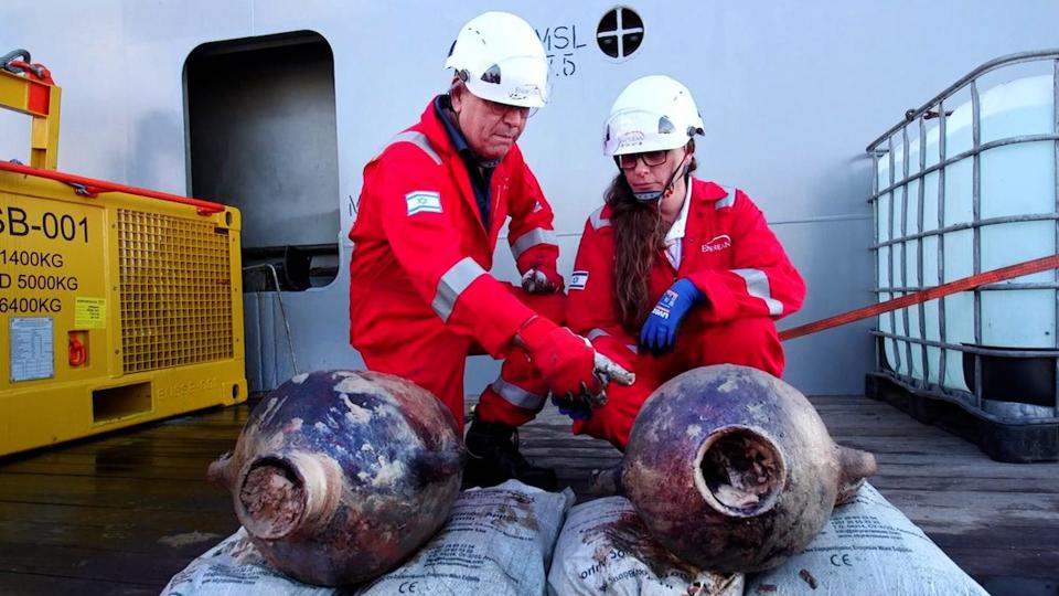 Archaeologists discovered shipwreck cargo in the Mediterranean Sea they believe dates back 3,300 years.