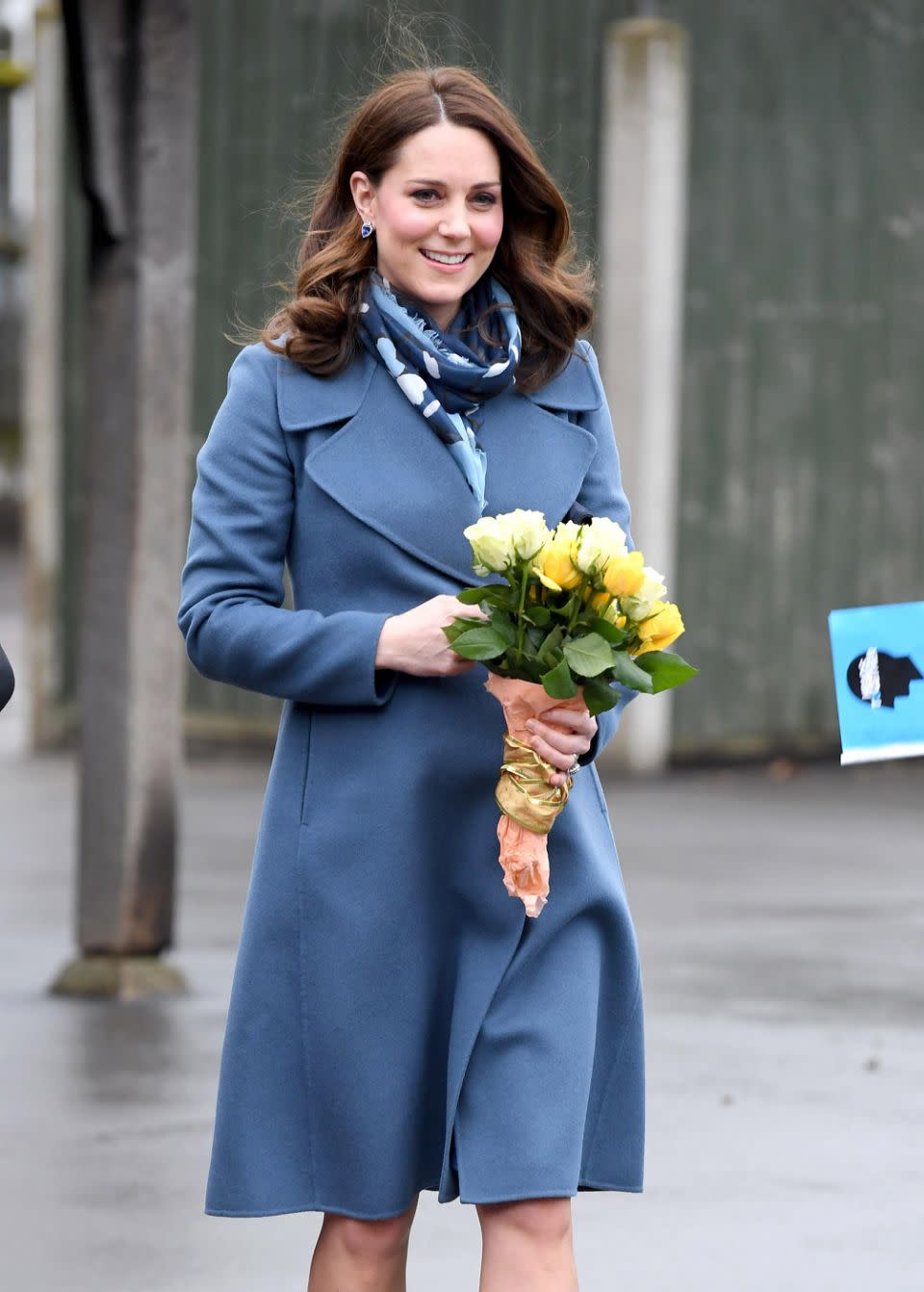 The Duchess received a bunch of yellow blooms during her visit. Source: Getty