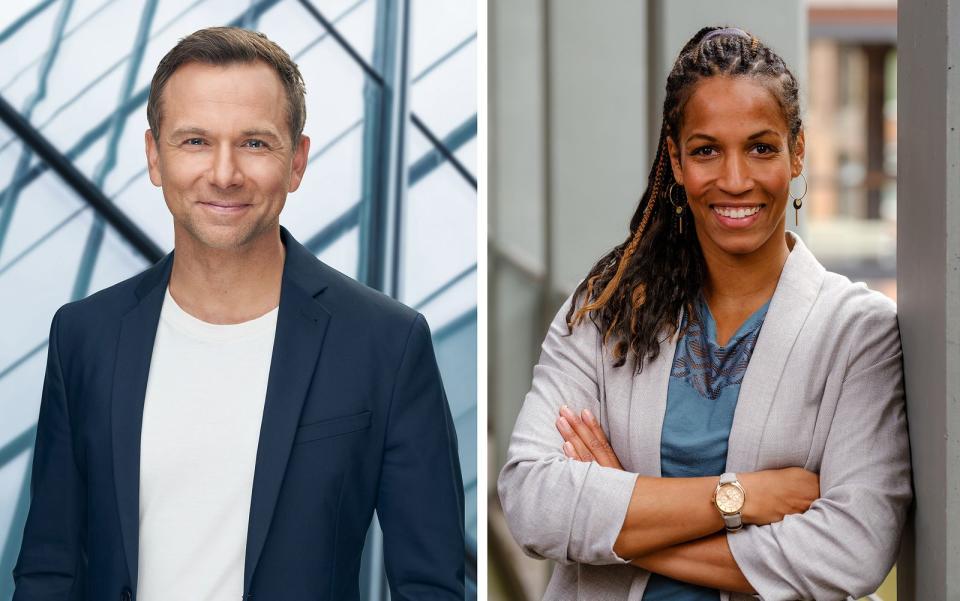 Tino Böttcher und Mariama Jamanka sind ab Januar 2024 die neuen Gesichter des "ARD-Mittagsmagazins". (Bild: MDR / Norbert Ittermann / Hagen Wolf)