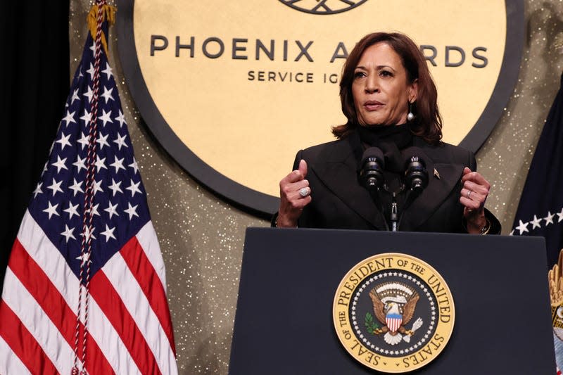WASHINGTON, DC - SEPTEMBER 23: Vice President Kamala Harris speaks onstage at the Congressional Black Caucus Foundation Annual Legislative Conference Phoenix Awards on September 23, 2023 in Washington, DC. - Photo: Jemal Countess/Getty Images for Congressional Black Caucus Foundation’s Annual Legislative Conference (Getty Images)