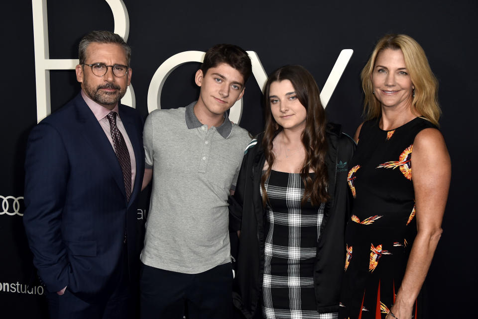 The Carell family at the&nbsp;premiere of "Beautiful Boy" on Oct. 8, 2018. (Photo: Frazer Harrison via Getty Images)