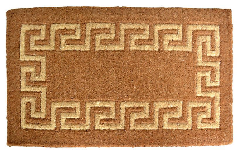 9) Greek Key Outdoor Mat, Brown