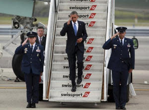 President Obama arrives at JFK Airport in New York, Tuesday, Sept. 18, 2012. (AP)