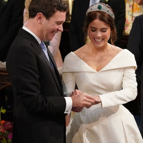 Princess Eugenie and Jack Brooksbank exchange rings - Credit: Getty