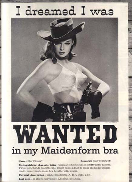 Pink elephant vintage Maidenform ad: I Dreamed I Was Tickled Pink in My Maidenform  Bra