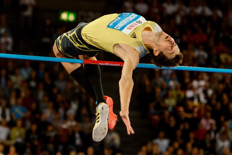 Bohdan Bondarenko competes in the high jump at the Diamond League meeting in Weltklasse, Zurich, on August 29, 2013