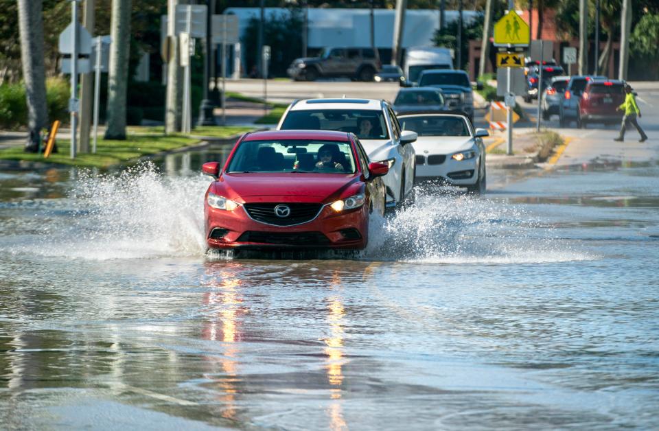 Climate change producing more flooding along North Flagler Drive in West Palm Beach, Florida on September 30, 2023.