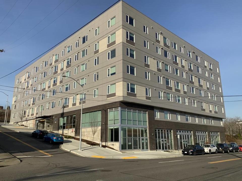 Tacoma Town Center’s Building 2, 409 S. 23rd St., includes Jefferson Yards Apartments and ground-floor commercial spaces. It was completed in March 2021.