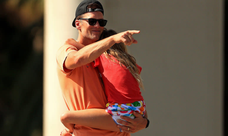 Tom Brady at the Super Bowl parade in Tampa Bay.