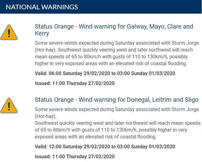 Severe weather would impact on Ireland over (Met Eireann)