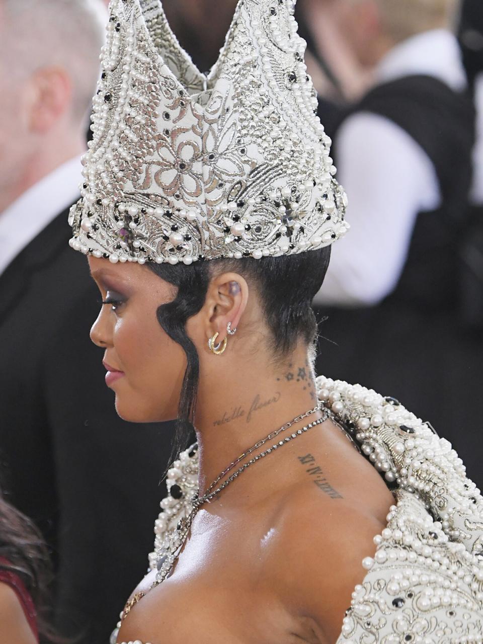 Rihanna attends the Heavenly Bodies: Fashion & The Catholic Imagination Costume Institute Gala at The Metropolitan Museum of Art on May 7, 2018 in New York City