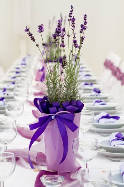 Purple wedding tables