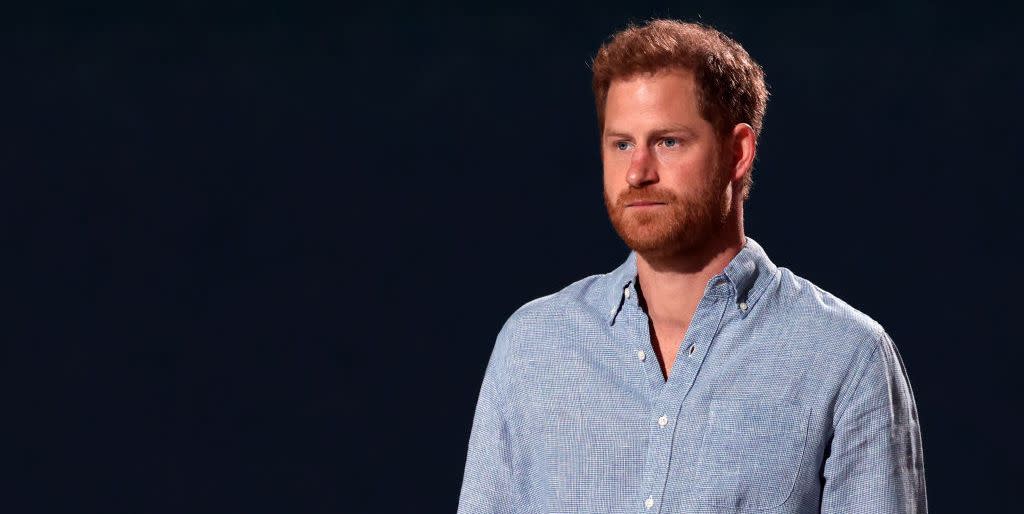 inglewood, california in this image released on may 2, prince harry, the duke of sussex, speaks onstage during global citizen vax live the concert to reunite the world at sofi stadium in inglewood, california global citizen vax live the concert to reunite the world will be broadcast on may 8, 2021 photo by kevin wintergetty images for global citizen vax live