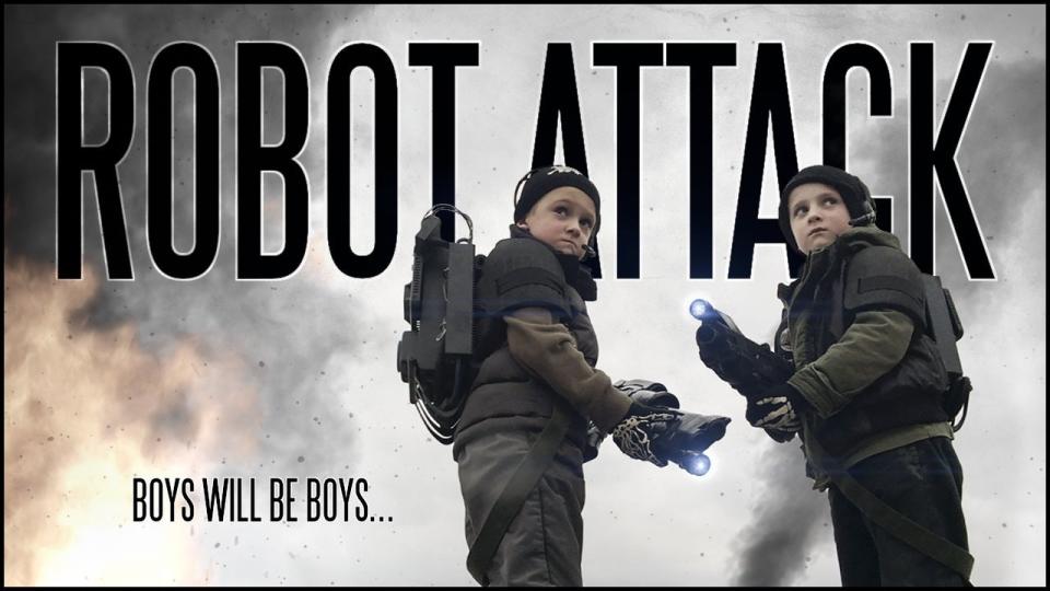 <p>Brian Vowles spent four years creating Robot Attack starring his two young sons Dylan, six, and Brandon, seven, in a film shot entirely on his iPhone.</p>