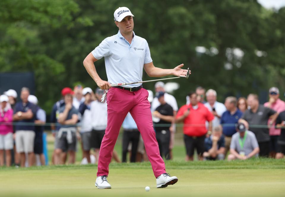 Justin Thomas made a costly bogey during the third round of the U.S. Open last week at The County Club when he had to hit a shot from near a storm drain.